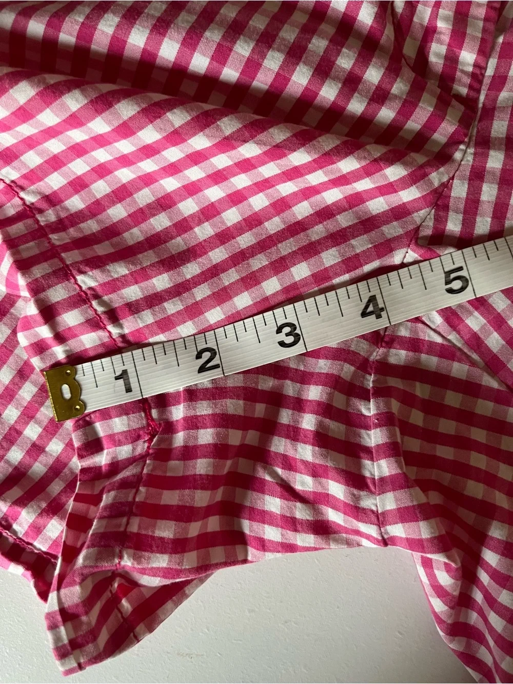 Women’s J.Crew pink & white gingham check classic mid-rise, pockets, size 0 3”